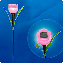 Светильник на солнечной батарее садовый Розовый тюльпан