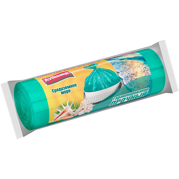 Пакеты для мусора Ароматизированные СРЕДИЗЕМНОЕ МОРЕ бирюзовые 30 л, 20 шт. (рулон)